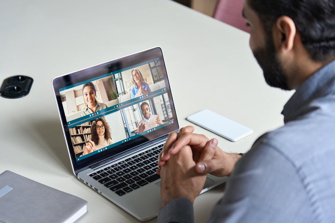 Businessman Having a Virtual Teleconferencing